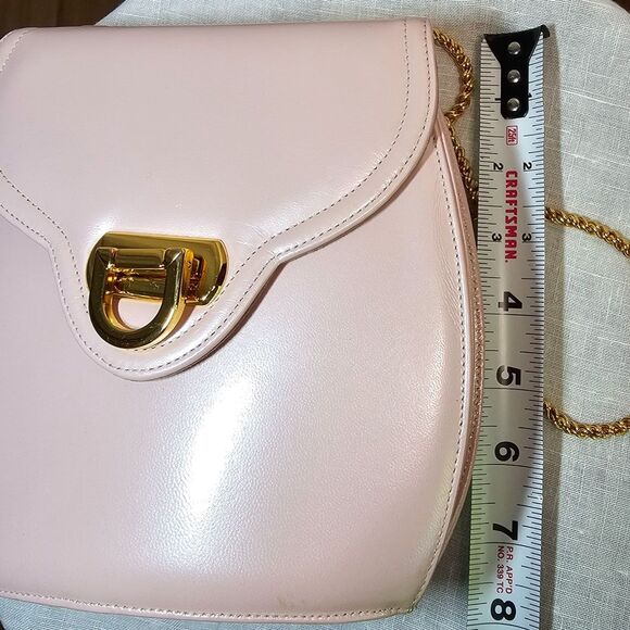 Vintage Frenchy of California Pink Leather Shoulder Bag Purse w Gold Chain Strap - Picture 6 of 9